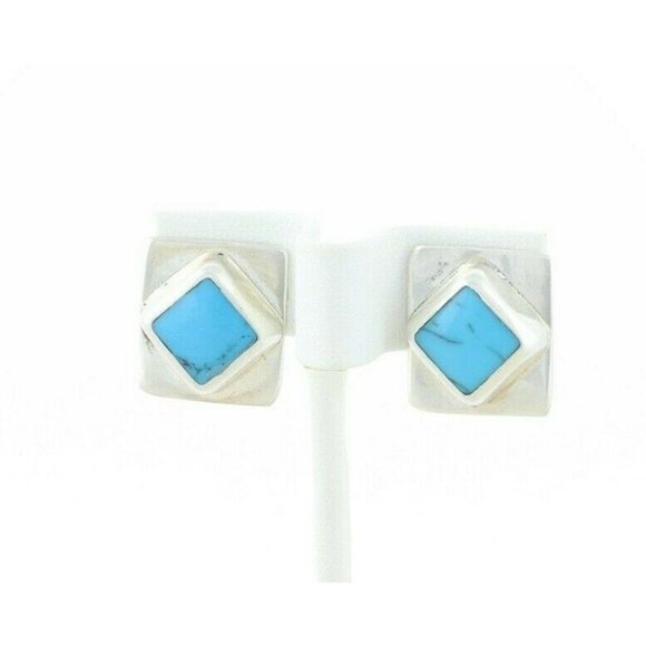 Sterling Silver Turquoise Stud Post Earrings - Picture 1 of 7